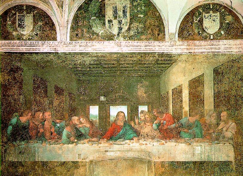 The Last Supper 1498; Fresco, 460 x 880 cm (15 x 29 ft); Convent of Santa Maria delle Grazie (Refectory), Milan